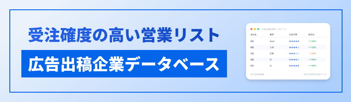 受注確度の高い営業リスト 広告出稿企業データベース